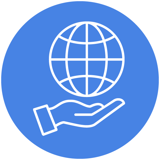 hand holding a globe graphic